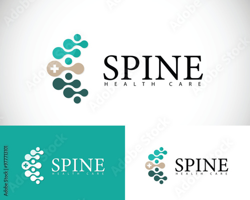 spine logo creative health medical clinic sign symbol plus design concept