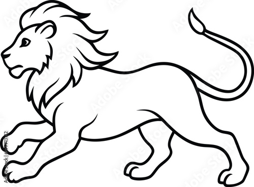 Lion logo icon line art vector illustration with a clean line drawing suitable for lion artwork and logo illustration