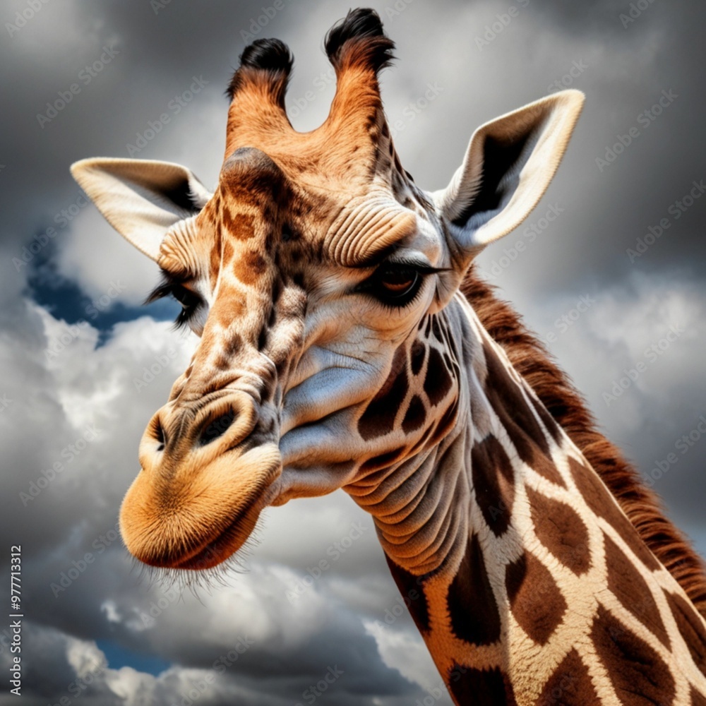 Naklejka premium Beautiful Realistic Close Up Giraffe Head