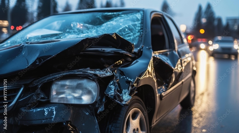 Fototapeta premium Aftermath of a Devastating Car Crash Requiring Legal Assistance