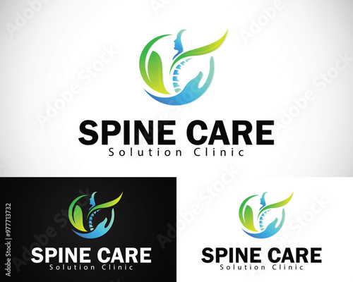 Spine logo creative health care medical nature herbal therapy massage clinic design
