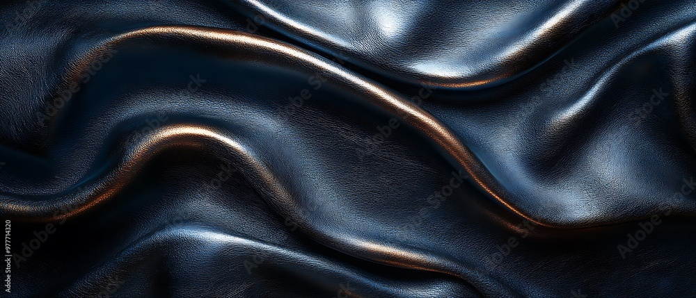 Abstract dark blue and gold fabric background.