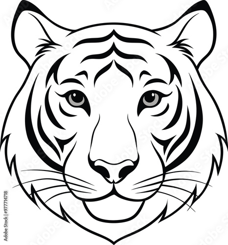 Tribal tiger head vector illustration in monochrome lineart a bold esport logo for wildlife enthusiasts photo