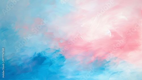Soft gradient pastels blend sky blue and gentle pink across a spacious canvas embodying childhood mornings.