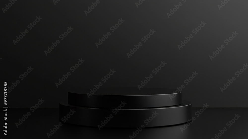 3D rendering of blank product background for cream cosmetics Modern black podium background 3D rendering of blank product background for cream cosmetics Modern black podium background