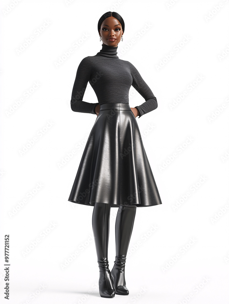 Fashionable Woman in Black Outfit Fashionable Woman in Black Outfit