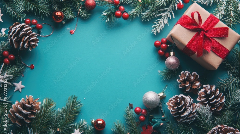 Ribbon-text 'Merry Christmas and Happy New Year' displayed on a cute background, with space provided for your personalized message