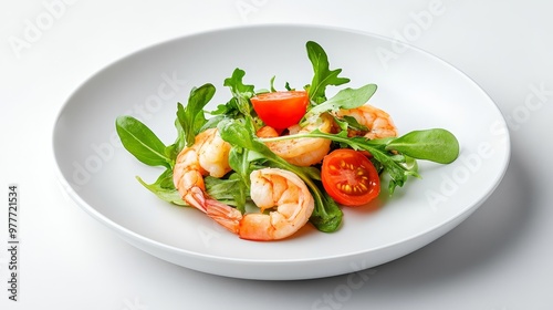 Shrimp dish, red shellfish, gourmet seafood cuisine.