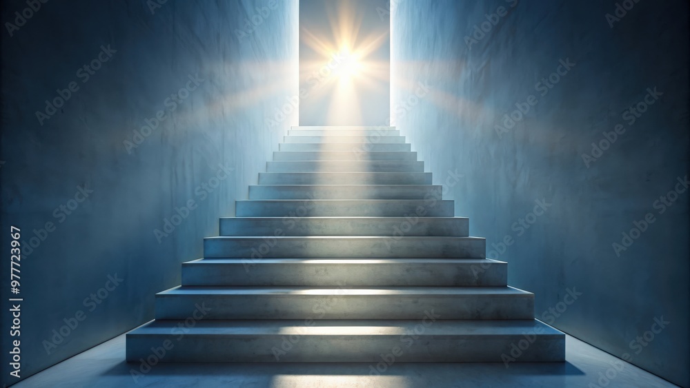 Abstract staircase leading to a bright light at the top Abstract staircase leading to a bright light at the top