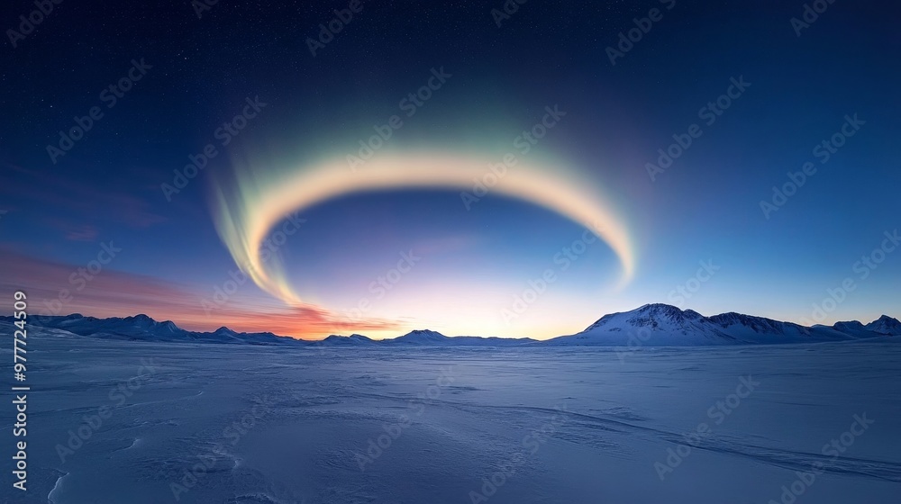 South Pole, luminous aurora display, deep night sky. South Pole, luminous aurora display, deep night sky.