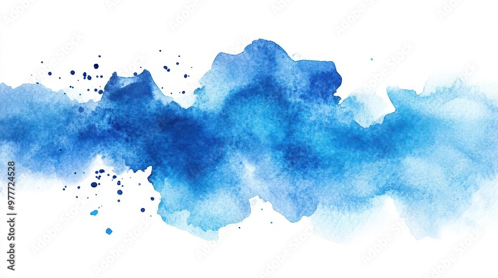 Obraz premium abstract watercolor stain organic blue shapes on white background artistic painterly design