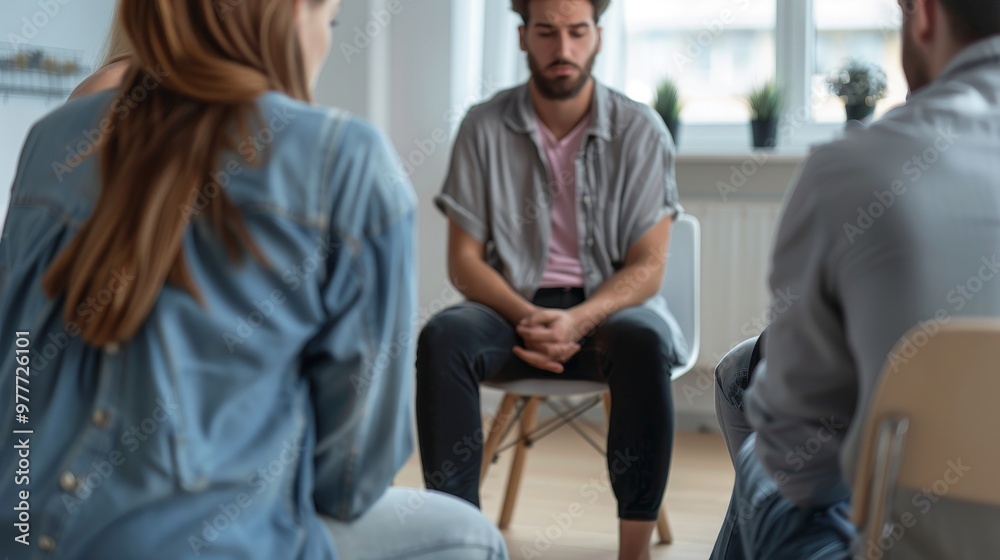Obraz premium Participants actively engage in a deep and intimate conversation during a supportive group therapy session