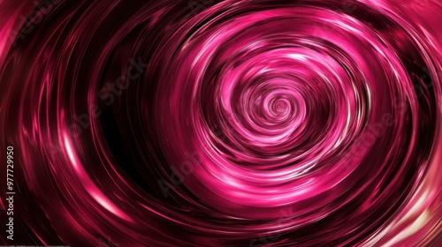 Pink Abstract Swirls and Concentric Circles with Metallic Sheen on a Dark Background. Contemporary Digital Design. Entertainment Marketing Theme. High-Resolution Graphics.