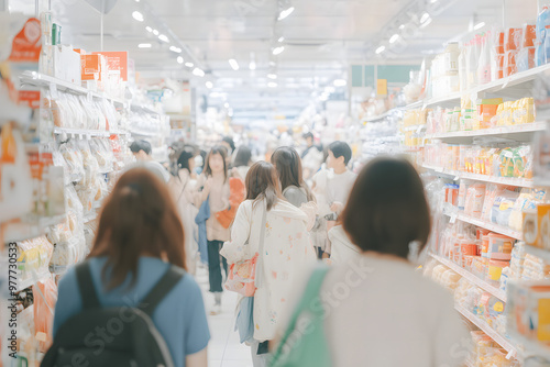 People Shopping In A Supermarket Aisle