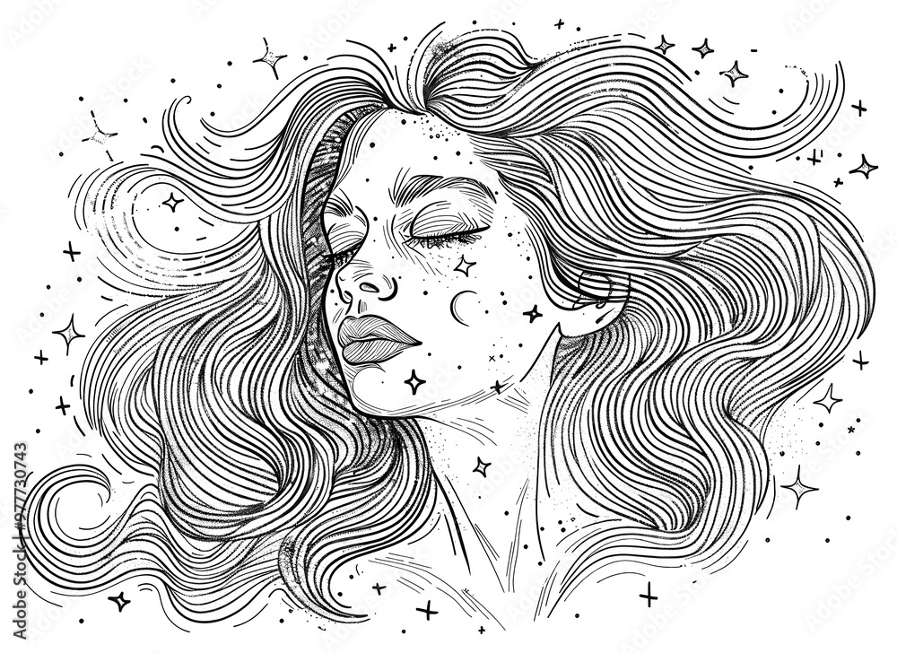 PNG Virgo illustrated drawing sketch. PNG Virgo illustrated drawing sketch.