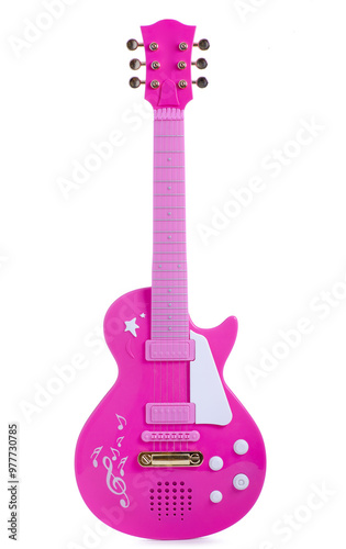 Wallpaper Mural Children's toy pink guitar on white background isolation Torontodigital.ca