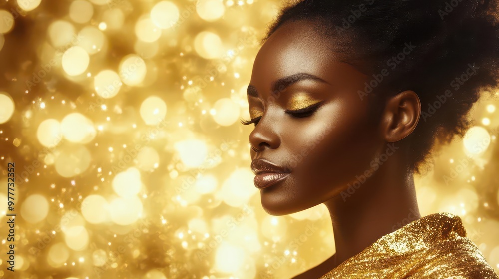 captivating aigenerated portrait of an ethereal african american woman draped in gold set against a dazzling golden backdrop luxury product advertising photography captivating aigenerated portrait of an ethereal african american woman draped in gold set against a dazzling golden backdrop luxury product advertising photography