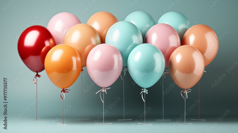 Pastel color ballons isolated on transparent background Pastel color ballons isolated on transparent background