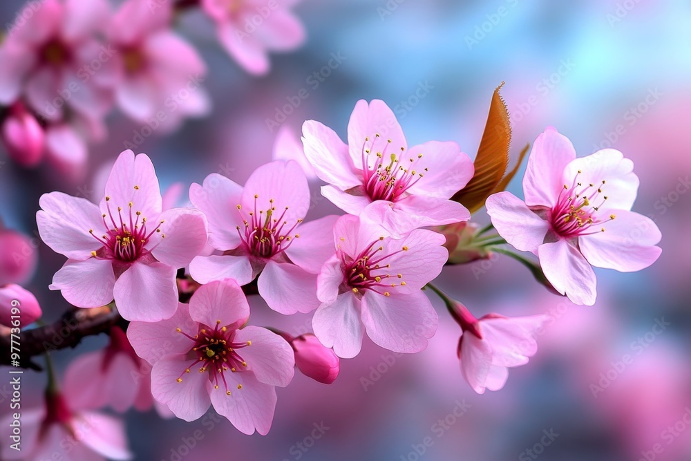 Bokeh background of blurred pink cherry blossoms, creating a serene and peaceful springtime atmosphere Bokeh background of blurred pink cherry blossoms, creating a serene and peaceful springtime atmosphere