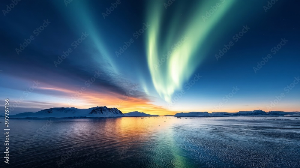 Southern polar lights, aurora Australis, Antarctic night. Southern polar lights, aurora Australis, Antarctic night.