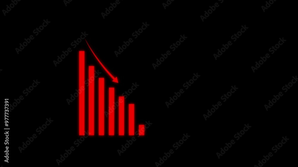 Abstract glowing business down graph chart animation on background. Bad Economy Recession Graph Chart Chalkboard Style. Abstract glowing business down graph chart animation on background. Bad Economy Recession Graph Chart Chalkboard Style.