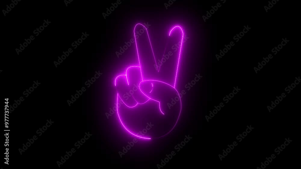 Rock gesture neon sign icon. Two number hand gesture neon light sign vector. Two number hand gesture sign on black background. Peace Neon Sign icon. Rock gesture neon sign icon. Two number hand gesture neon light sign vector. Two number hand gesture sign on black background. Peace Neon Sign icon.