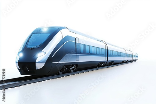 A modern high-speed train with a sleek, aerodynamic design, symbolizing fast travel, isolated on white background
