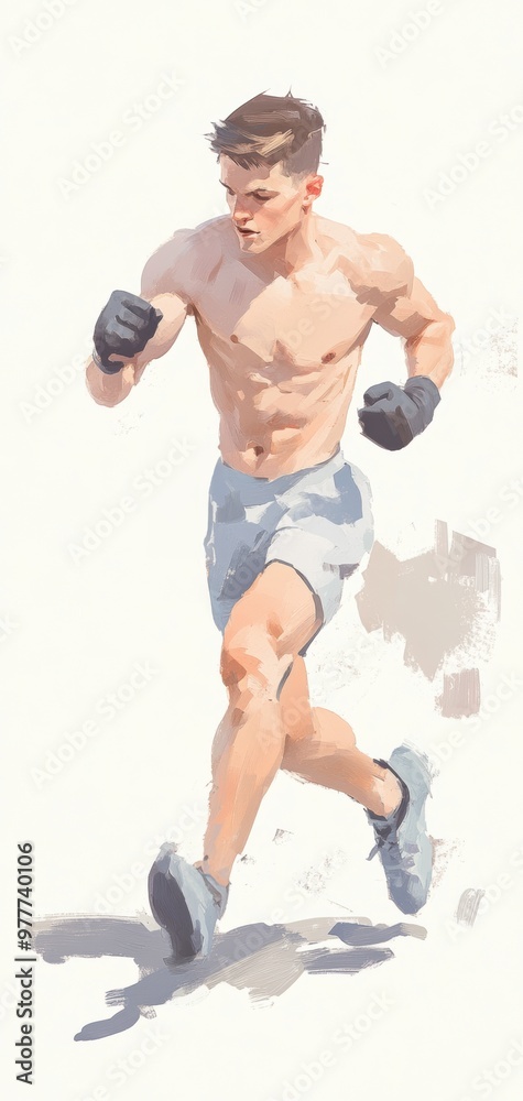 Dynamic illustration of a fit athlete running with determination, showcasing strength and agility in motion. Dynamic illustration of a fit athlete running with determination, showcasing strength and agility in motion.