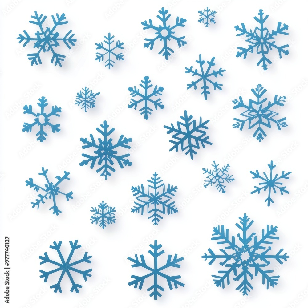 A collection of various snowflakes in different sizes and shapes, symbolizing uniqueness, isolated on white background A collection of various snowflakes in different sizes and shapes, symbolizing uniqueness, isolated on white background