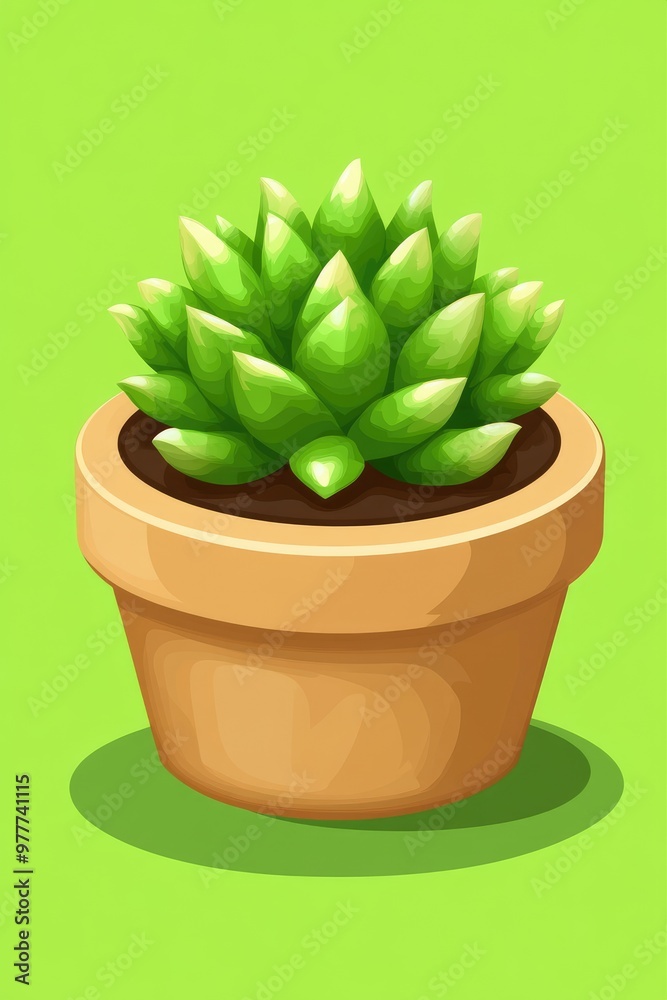 Vibrant cactus vector illustration showcasing a green succulent in a terracotta pot Vibrant cactus vector illustration showcasing a green succulent in a terracotta pot