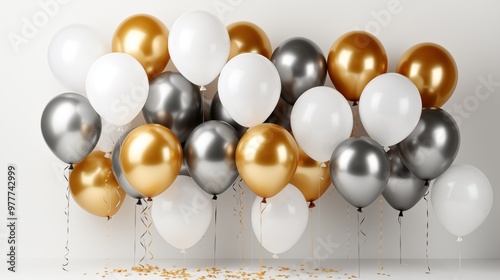 Wallpaper Mural Silver white and gold balloons isolated on white banner Torontodigital.ca