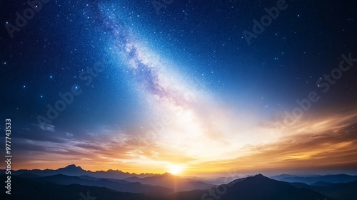 Starry sky over horizon, clouds moving, serene darkness.