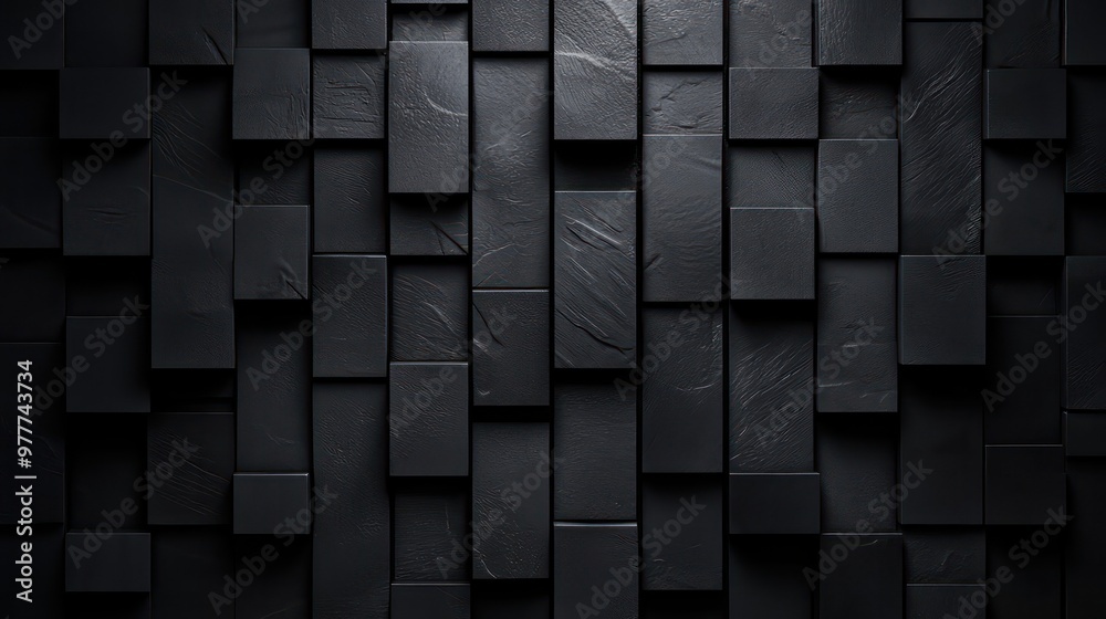 A black and white photo of a wall made of black blocks. The photo is monochromatic and has a very dark and moody feel to it. The blocks are arranged in a way that creates a sense of depth and texture A black and white photo of a wall made of black blocks. The photo is monochromatic and has a very dark and moody feel to it. The blocks are arranged in a way that creates a sense of depth and texture