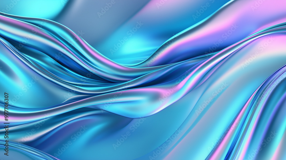 Shimmering blue and purple silk fabric, smooth flowing texture