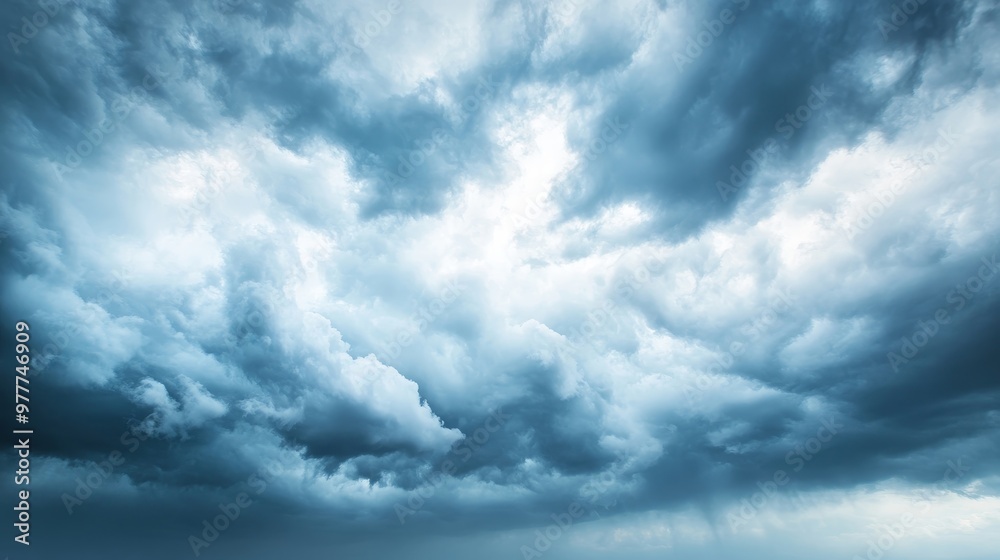 Fototapeta premium Thunderclouds, stormy weather event, darkening spectacle.