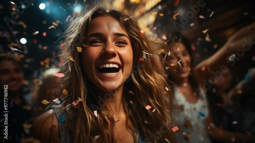 Upbeat dressed individuals celebrating birthday party tossing confetti - Youthful companions having fun together at fest occasion - Youth, hangout, happy and joy concept