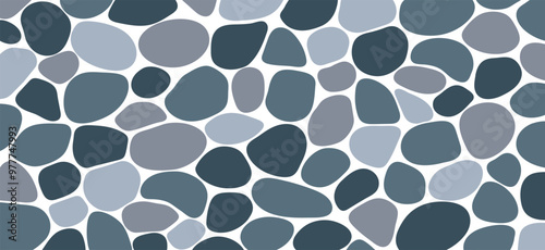 Cobblestone paving vector illustration. Cute pebble background. Rounded stones wallpaper for interior design and card, landscaping, web game and wall fill backdrops. Simple doodles stones texture.