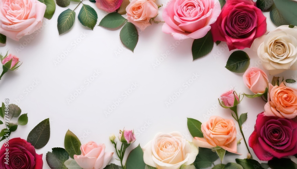 Pink & red roses on white Pink & red roses on white