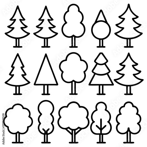 tree icons line art