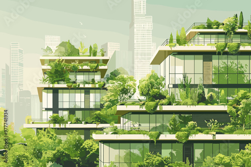 Cultivating Sustainable Urban Living with Green Rooftops and Lush Community Greenery