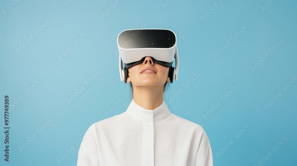 Astrologer wearing futuristic VR glasses, experiencing virtual starry skies, innovative approach Astrologer wearing futuristic VR glasses, experiencing virtual starry skies, innovative approach