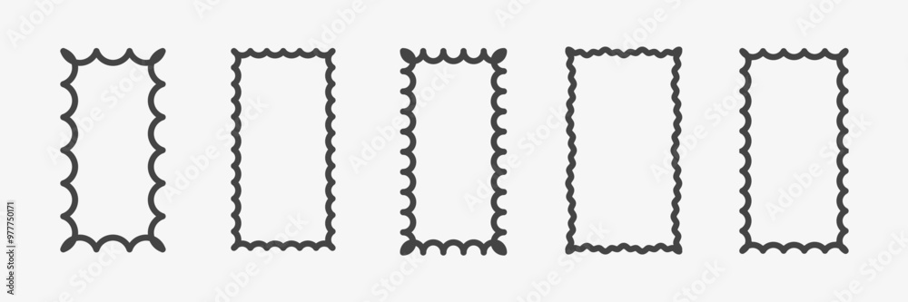 Squiggle frames for text or images. Zigzag border, waves edgy forms. Vector Squiggle frames for text or images. Zigzag border, waves edgy forms. Vector