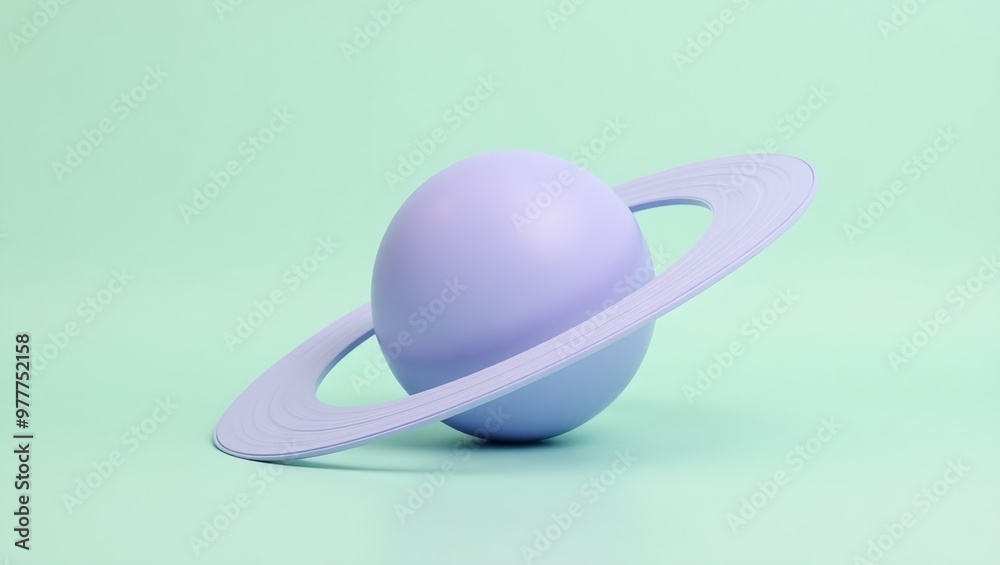 Minimalistic Neptune model with lavender rings on a mint green backdrop Minimalistic Neptune model with lavender rings on a mint green backdrop