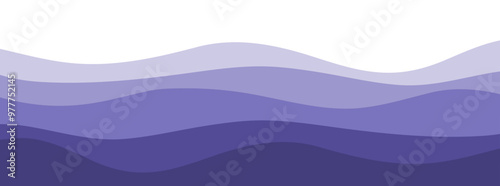 Sea water waves vector simple background purple graphic, abstract wavy ocean pattern, fluid flowing zig zag curve horizontal shapes banner element image clip art backdrop