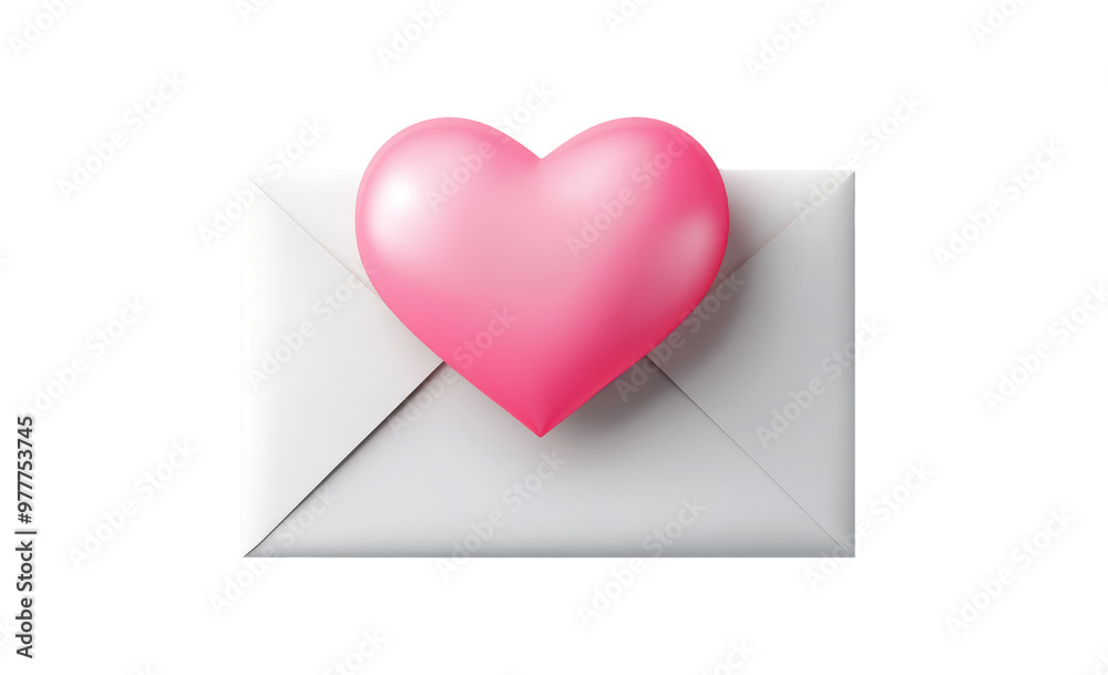 Envelope with a White Background and a Pink Heart, Isolated PNG with Transparent Background Envelope with a White Background and a Pink Heart, Isolated PNG with Transparent Background
