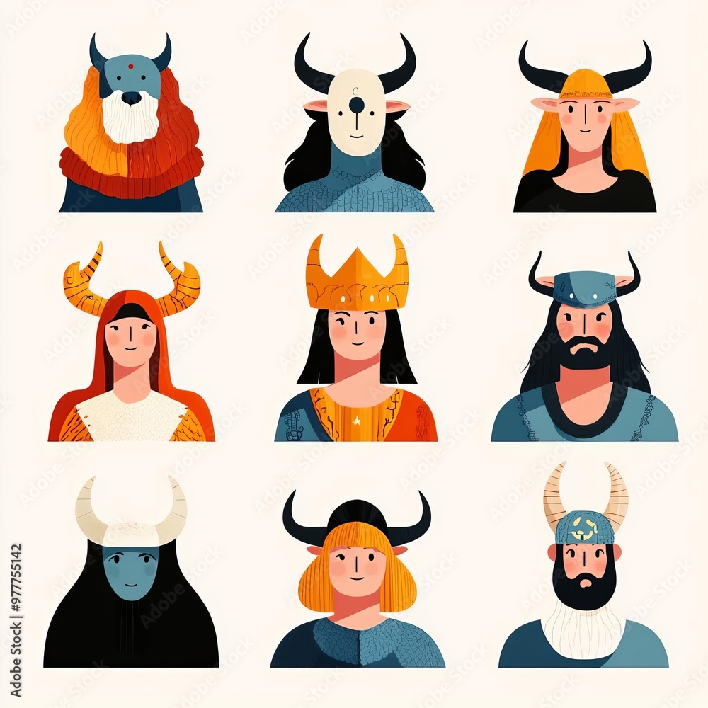 Illustration of each zodiac sign as a mythical warrior, heroic and fantastical approach