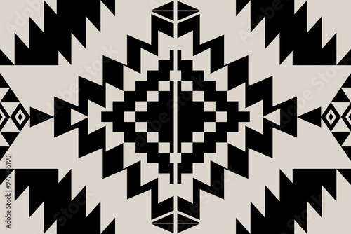 Navajo tribal vector pattern. Native American ornament. Ethnic South Western decor style. Boho geometric ornament.Ikat floral paisley embroidery blanket, rug. Woven carpet