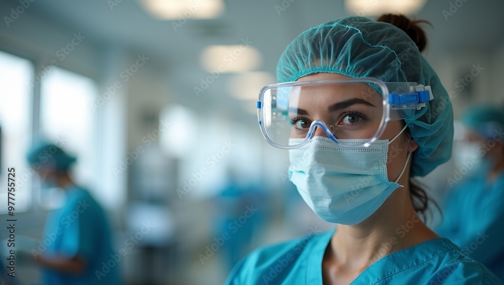 Confident healthcare worker in full PPE with compassion Confident healthcare worker in full PPE with compassion