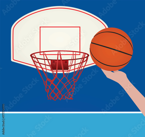 Basketball hoop and ball. vector illustration