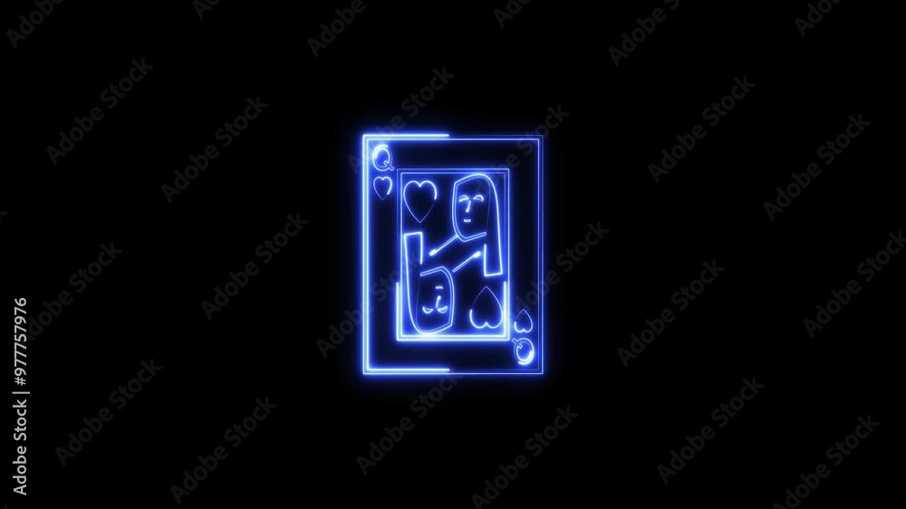 Neon Playing card icon animation black background. Casino gambling card icon 4K video. Neon Playing card icon animation black background. Casino gambling card icon 4K video.